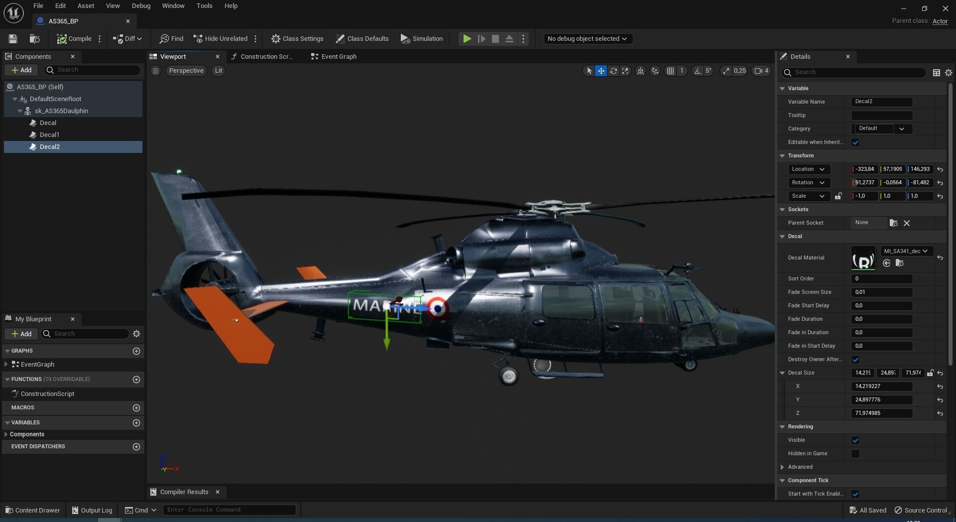 Rigged AS365 Daulphin Low-poly 3D model_11