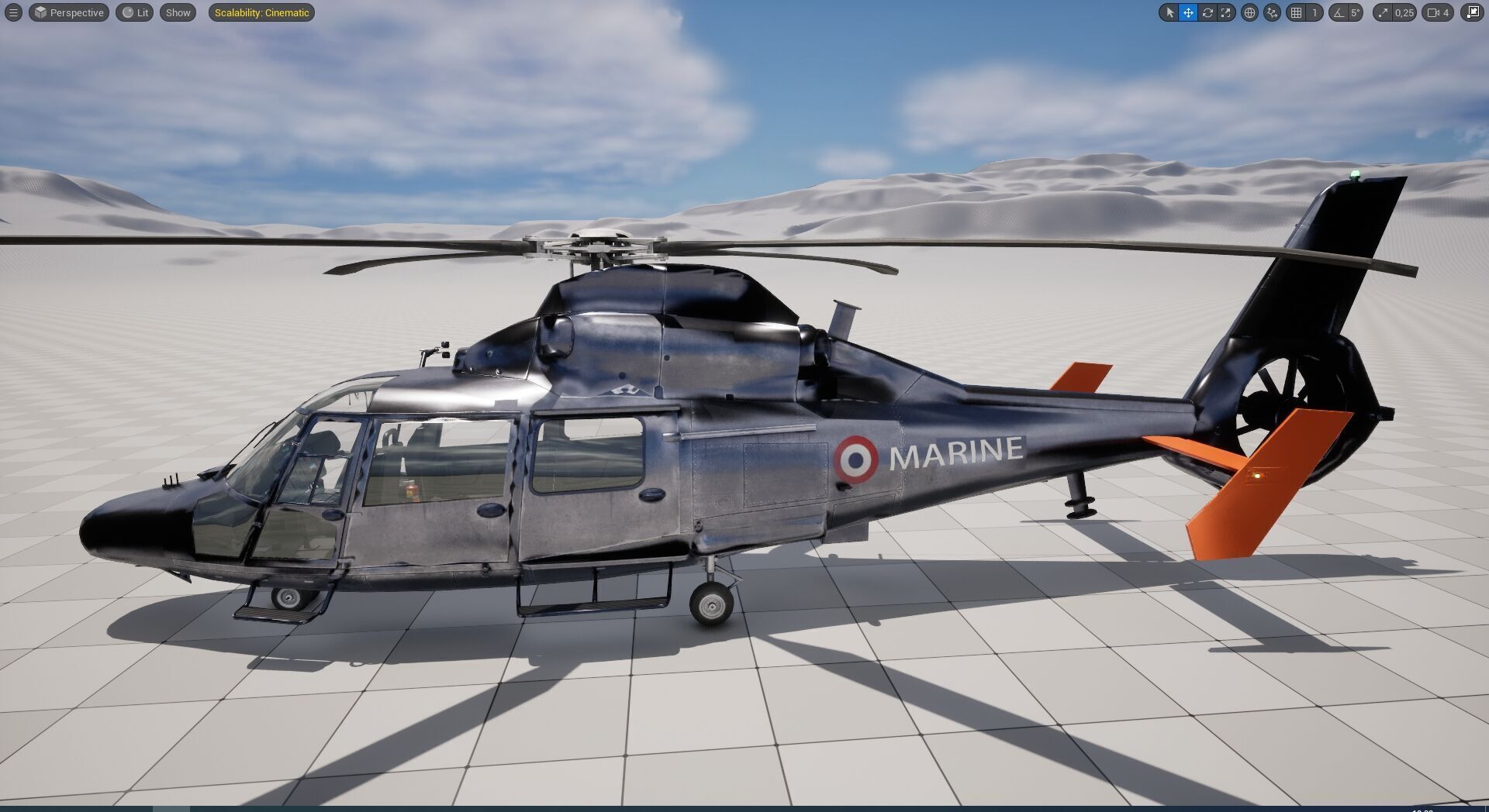 Rigged AS365 Daulphin Low-poly 3D model_16