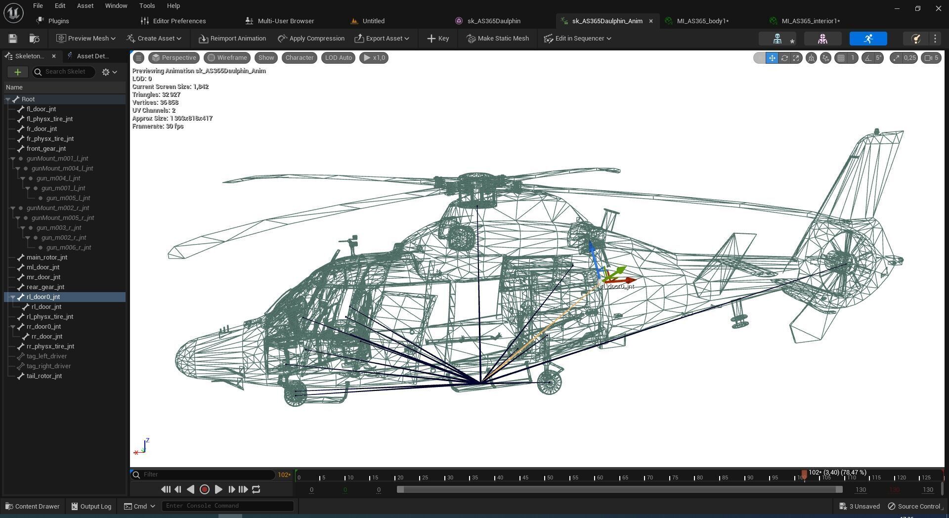 Rigged AS365 Daulphin Low-poly 3D model_2