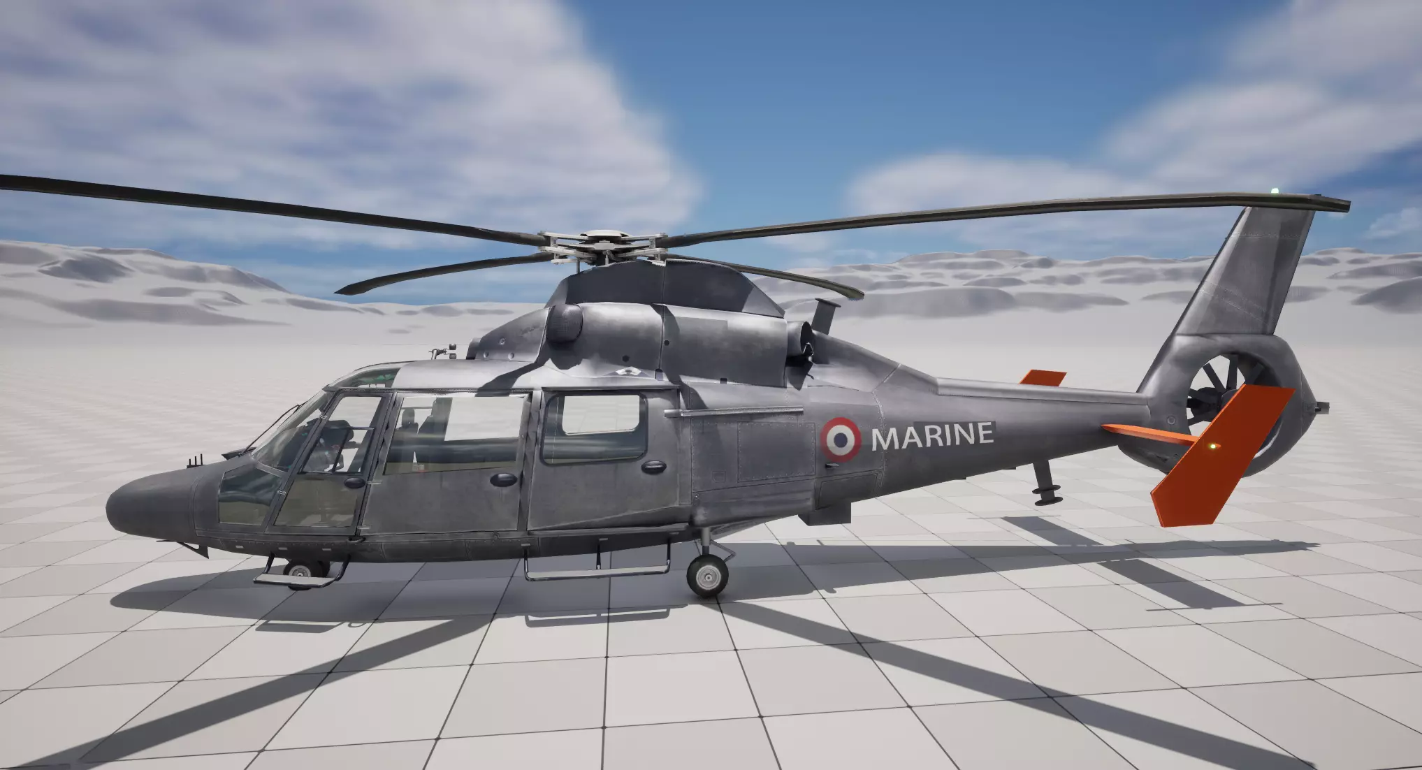 Rigged AS365 Daulphin Low-poly 3D model_23