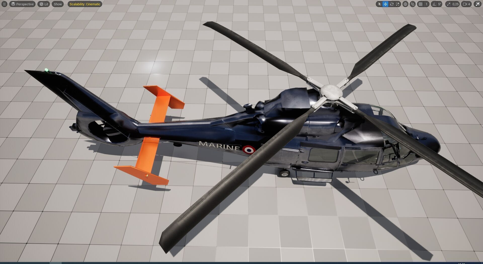 Rigged AS365 Daulphin Low-poly 3D model_14