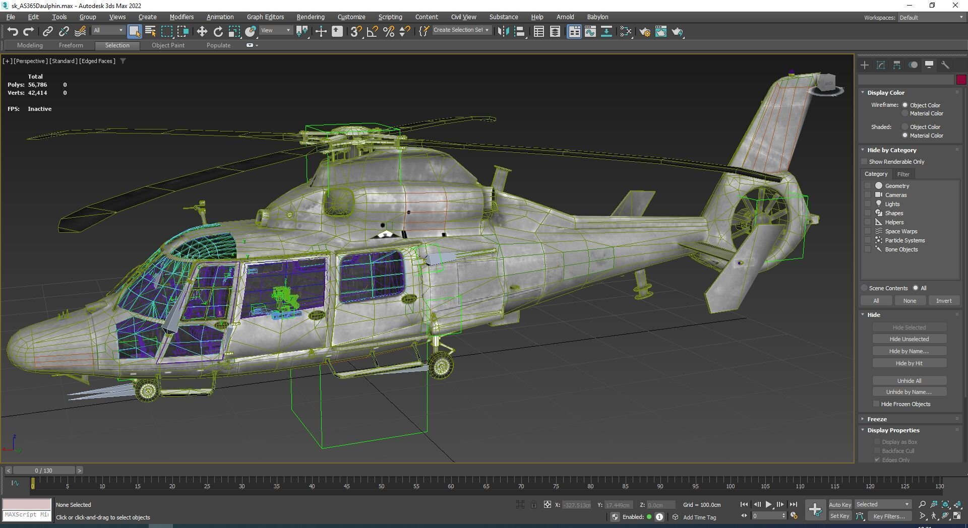 Rigged AS365 Daulphin Low-poly 3D model_20