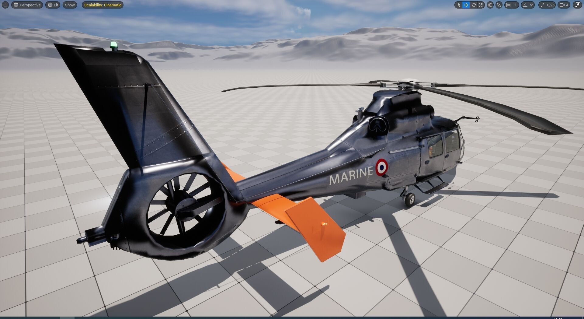 Rigged AS365 Daulphin Low-poly 3D model_19