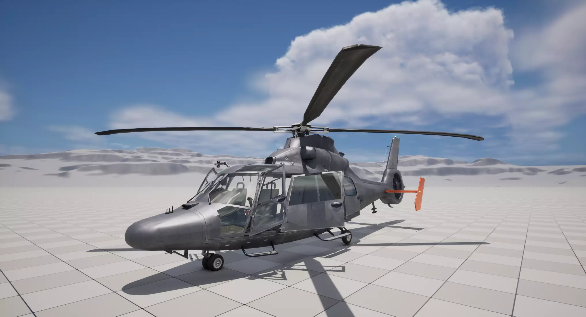 Rigged AS365 Daulphin Low-poly 3D model_31