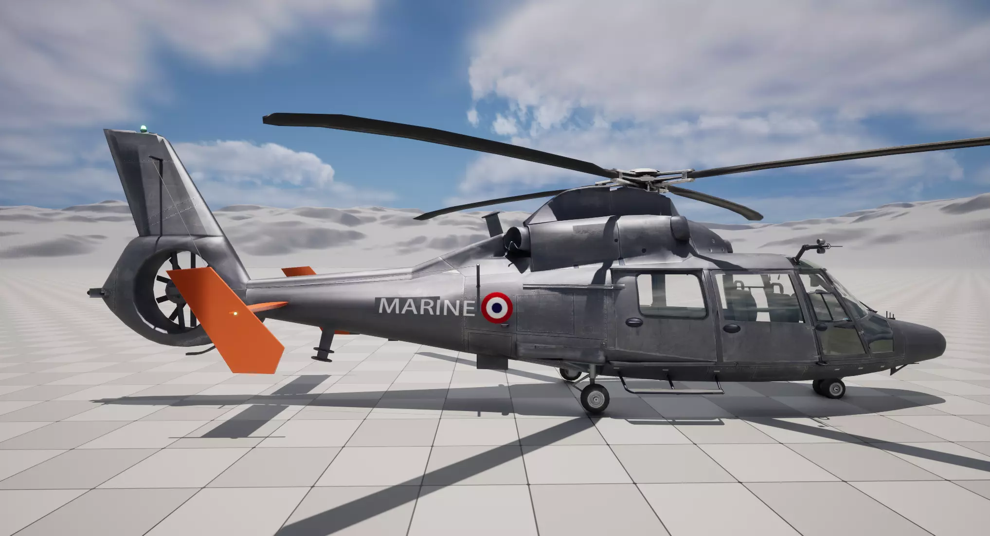 Rigged AS365 Daulphin Low-poly 3D model_27