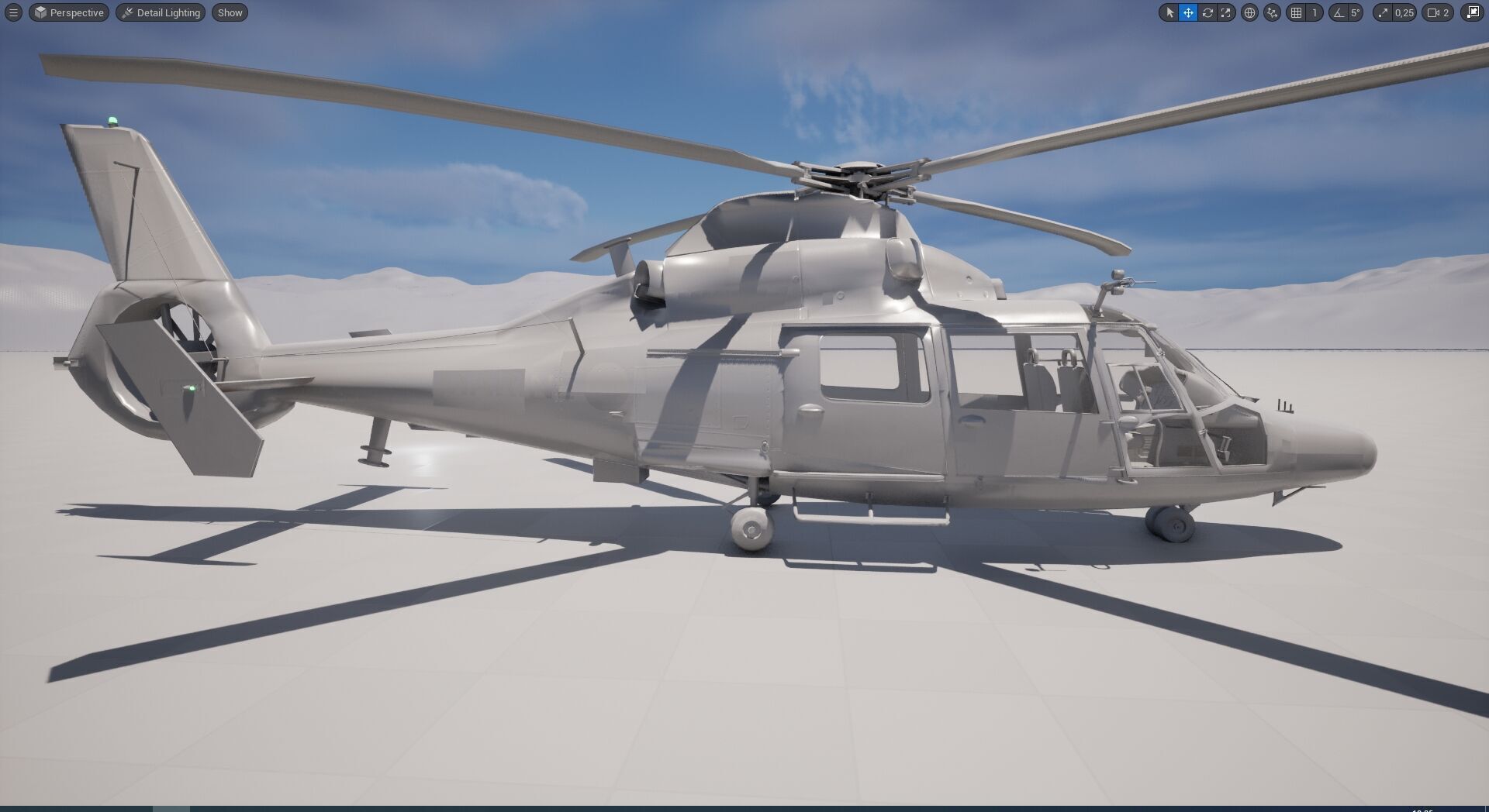 Rigged AS365 Daulphin Low-poly 3D model_13