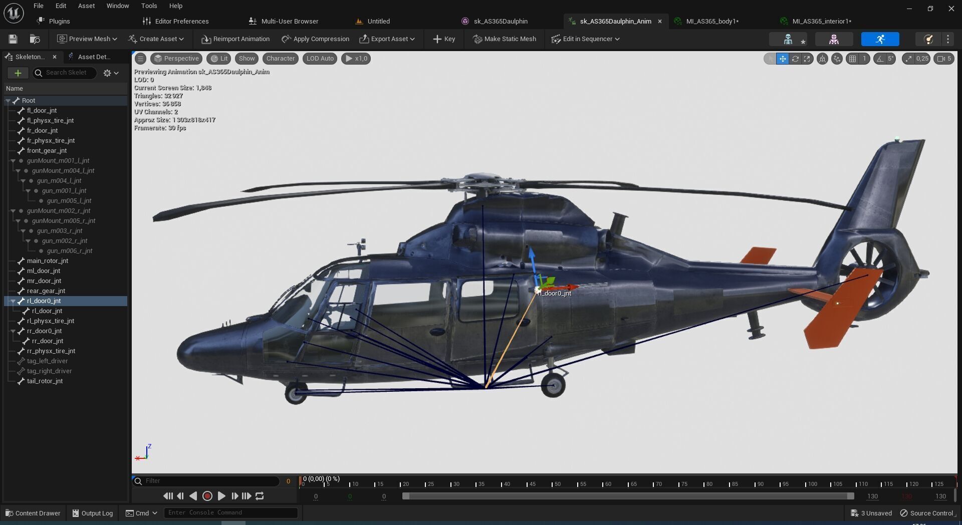 Rigged AS365 Daulphin Low-poly 3D model_1
