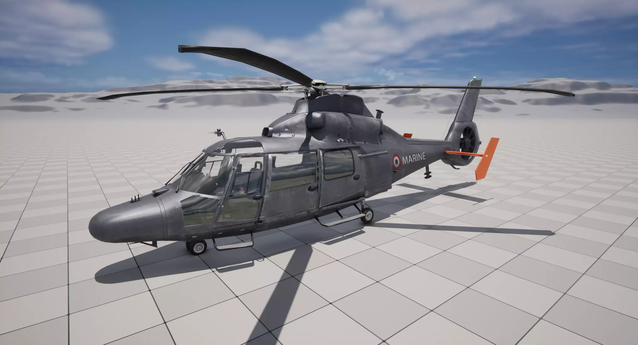 Rigged AS365 Daulphin Low-poly 3D model_24