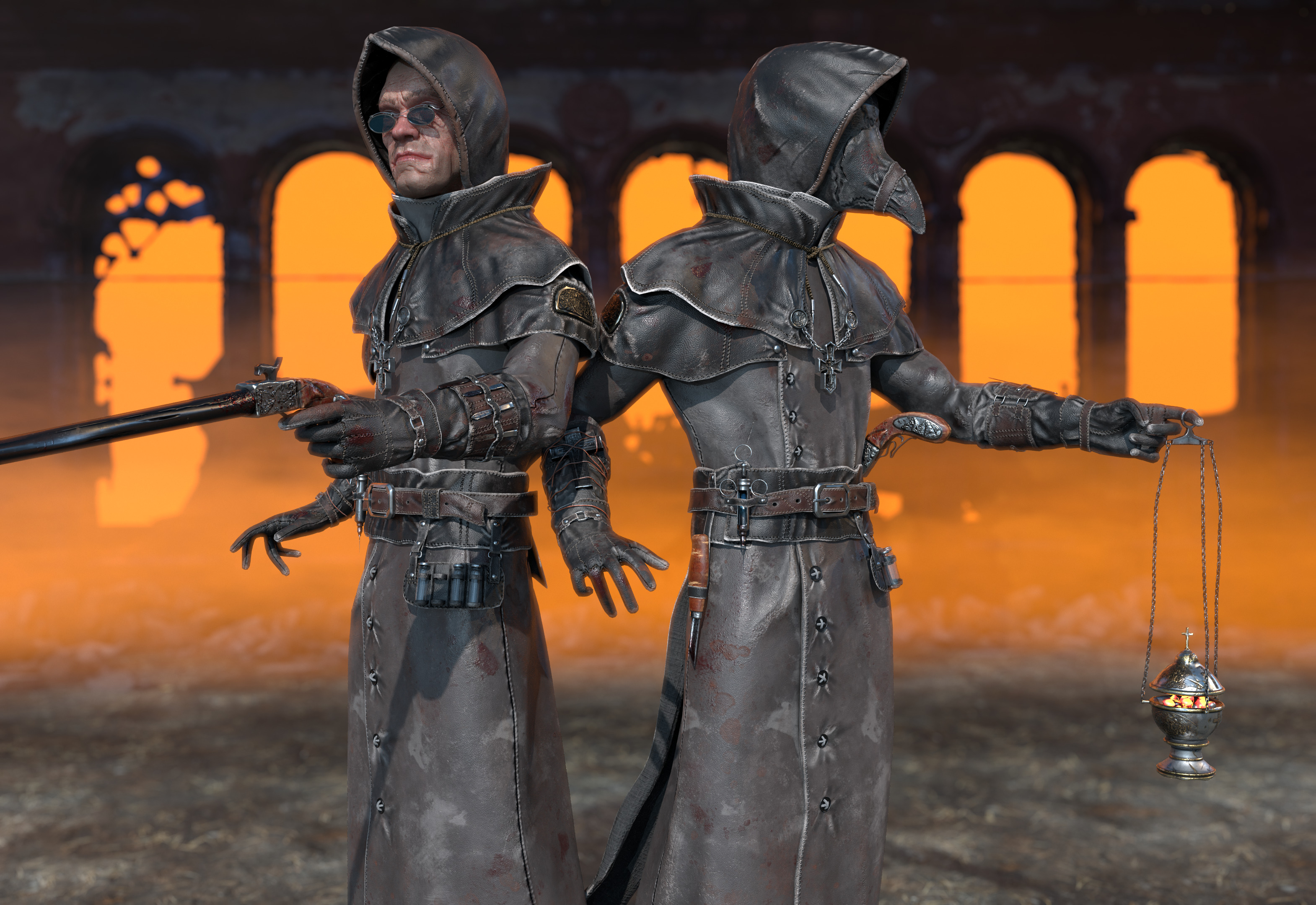 Plague Doctor Low-poly 3D model_2