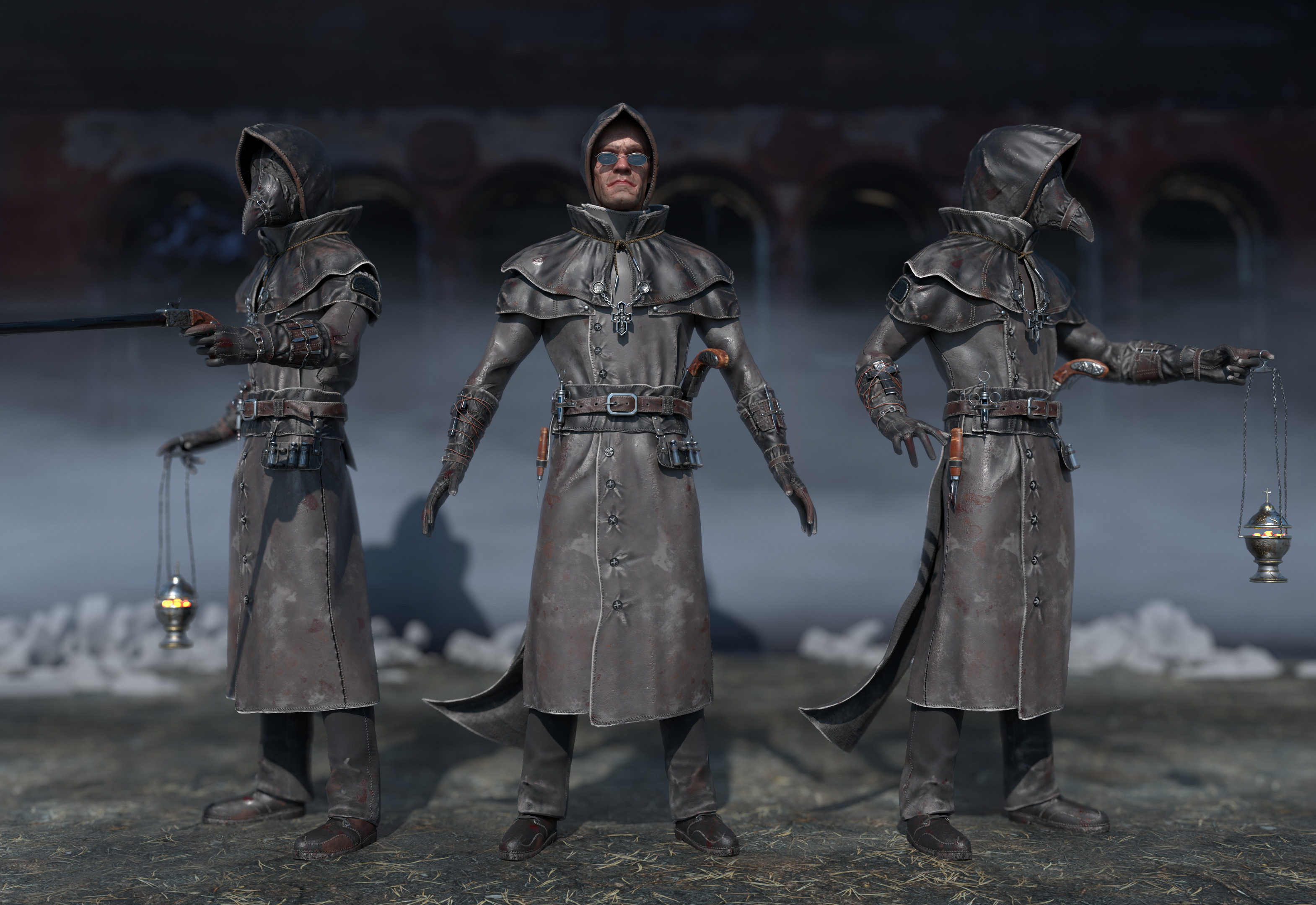 Plague Doctor Low-poly 3D model_1