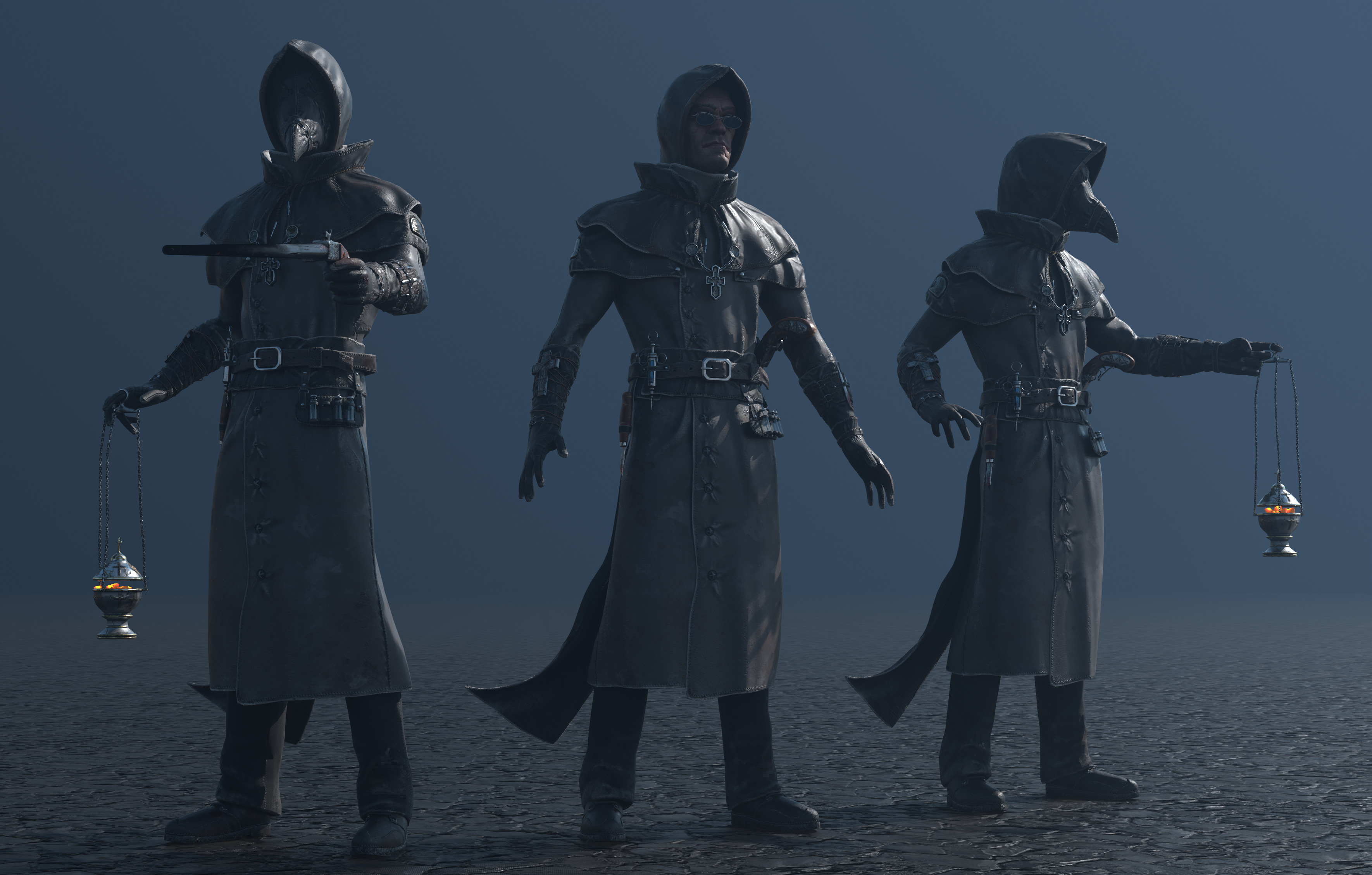 Plague Doctor Low-poly 3D model_9