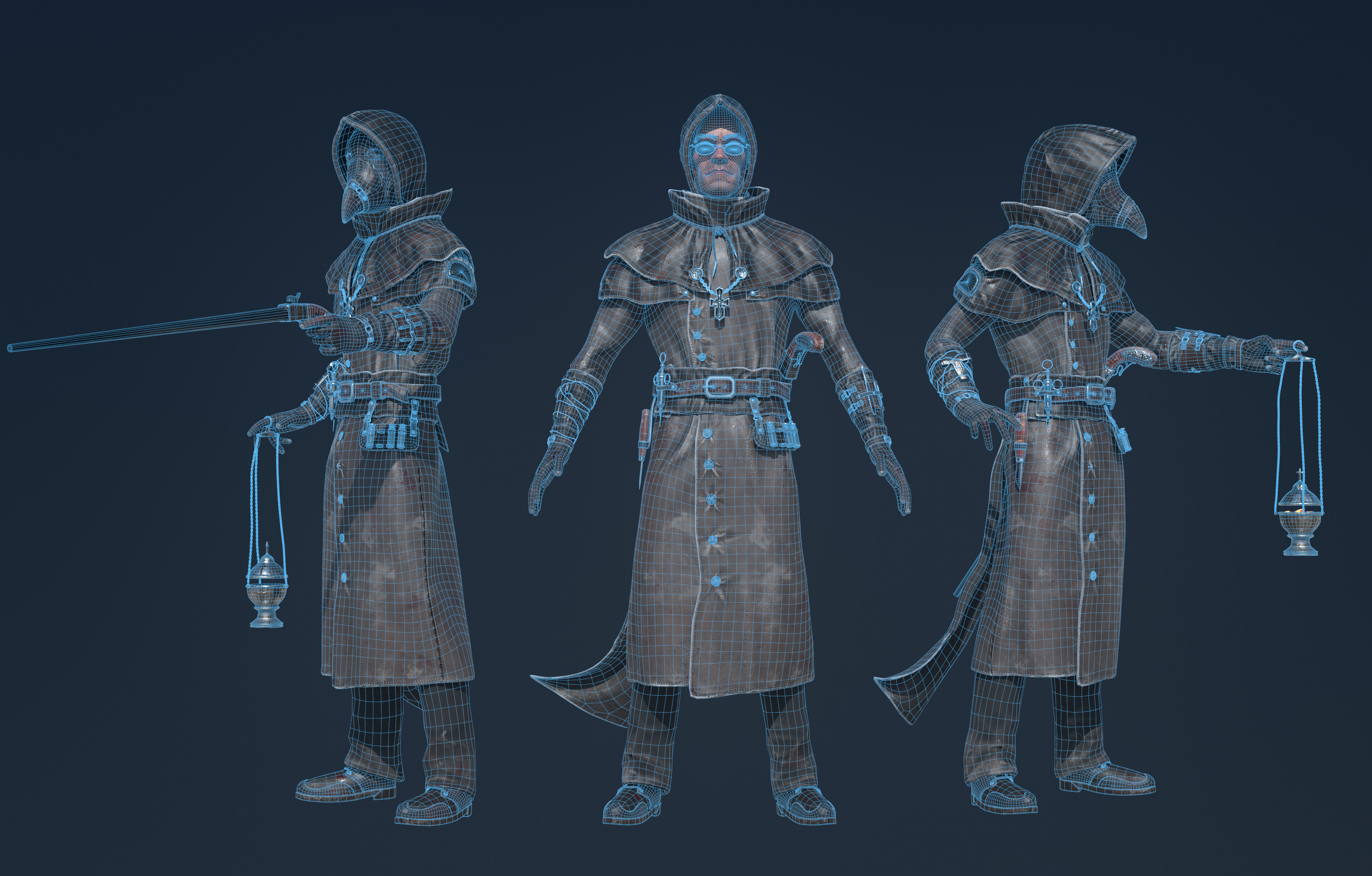 Plague Doctor Low-poly 3D model_10