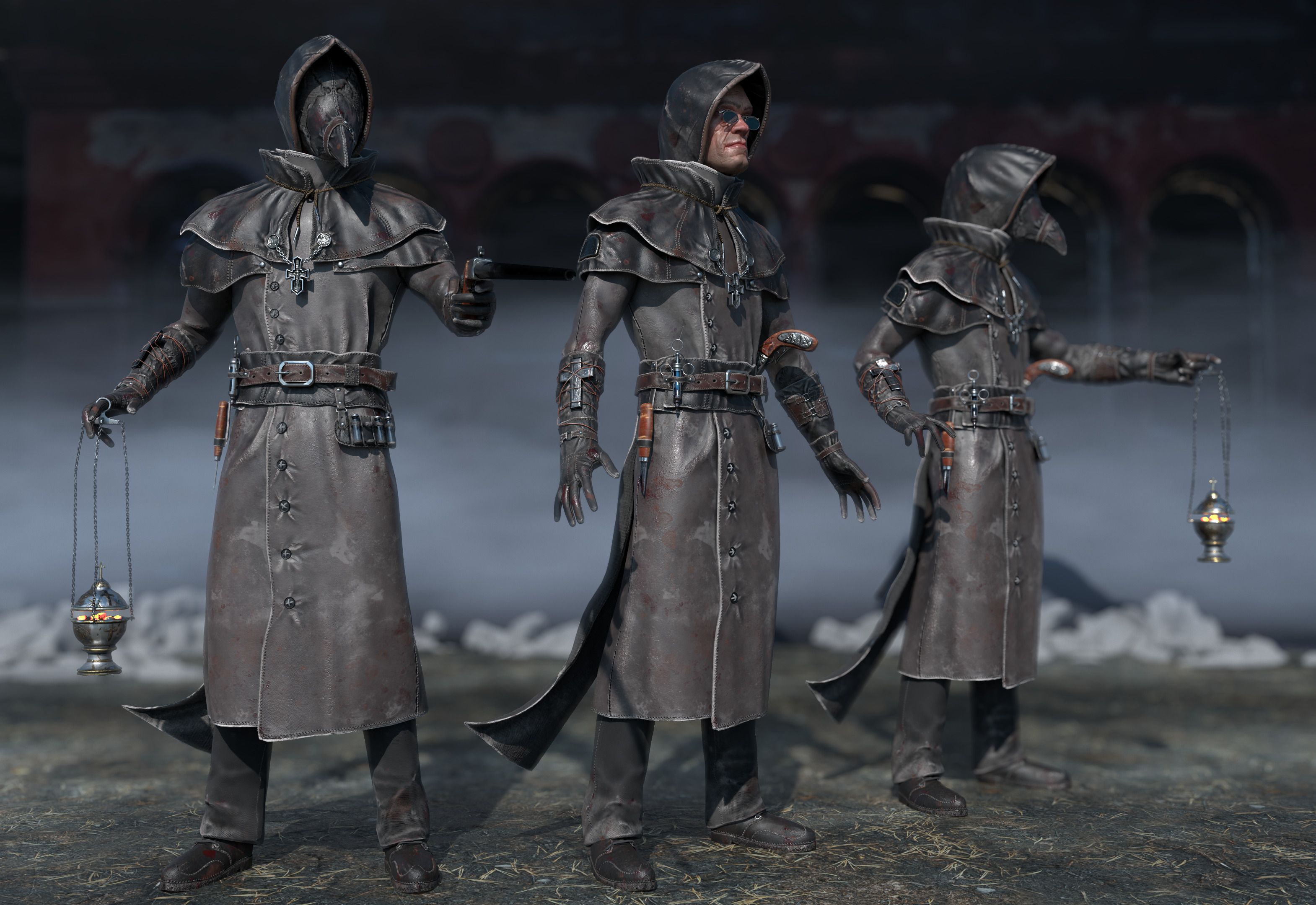 Plague Doctor Low-poly 3D model_7