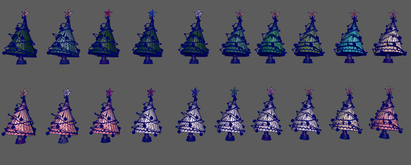 20 stylized color variations  christmas trees Low-poly 3D model_3