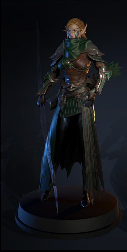 Jungle Ranger Archer Female Low-poly 3D model_2