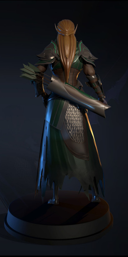 Jungle Ranger Archer Female Low-poly 3D model_3