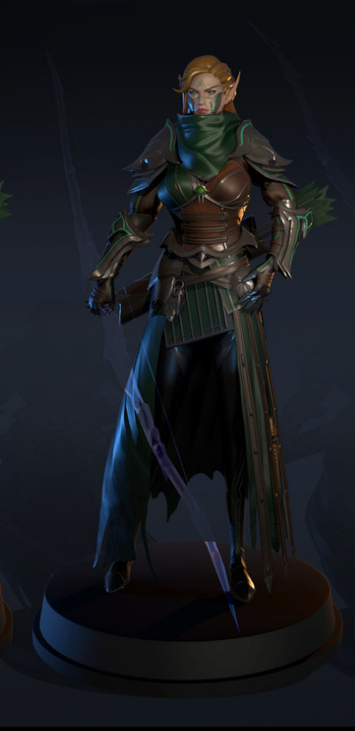 Jungle Ranger Archer Female Low-poly 3D model_1