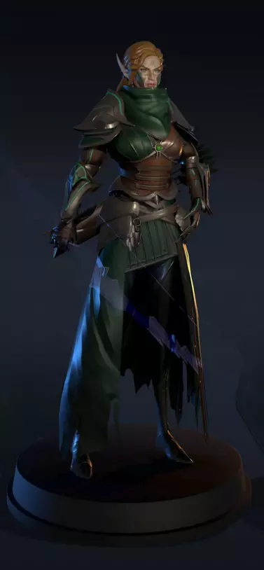 Jungle Ranger Archer Female Low-poly 3D model_0