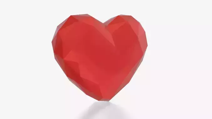 Lowpoly 3D Heart - Polygonal Model for Animation and Design