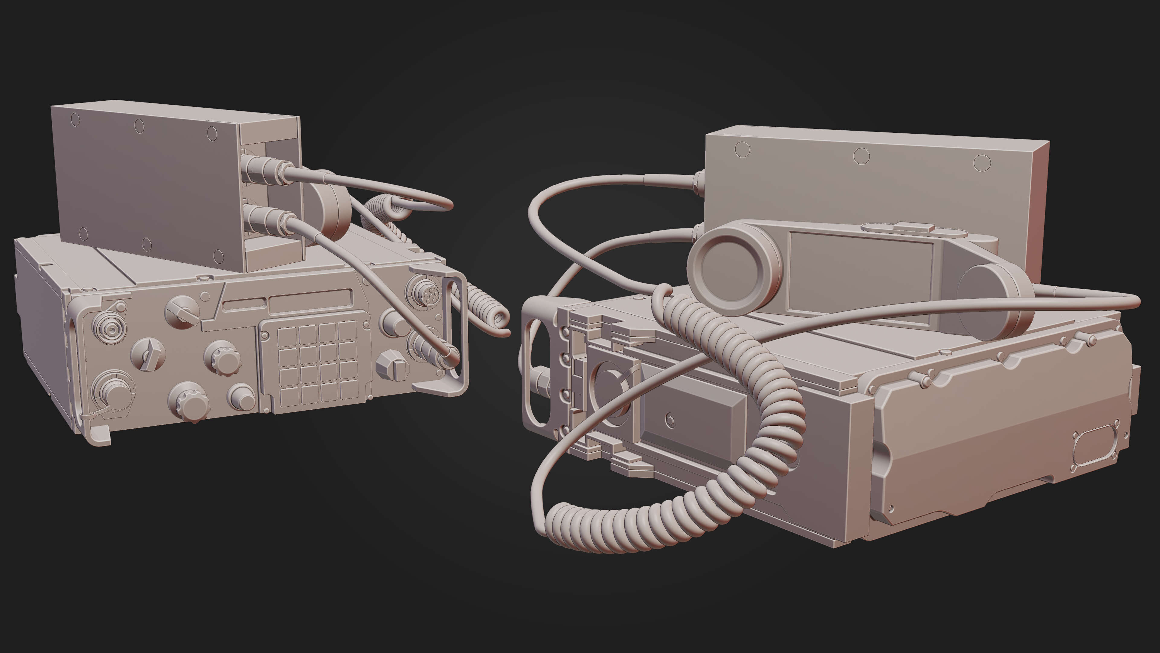 Military Radio with Audio Logger and Handheld Speaker Low-poly 3D model_7