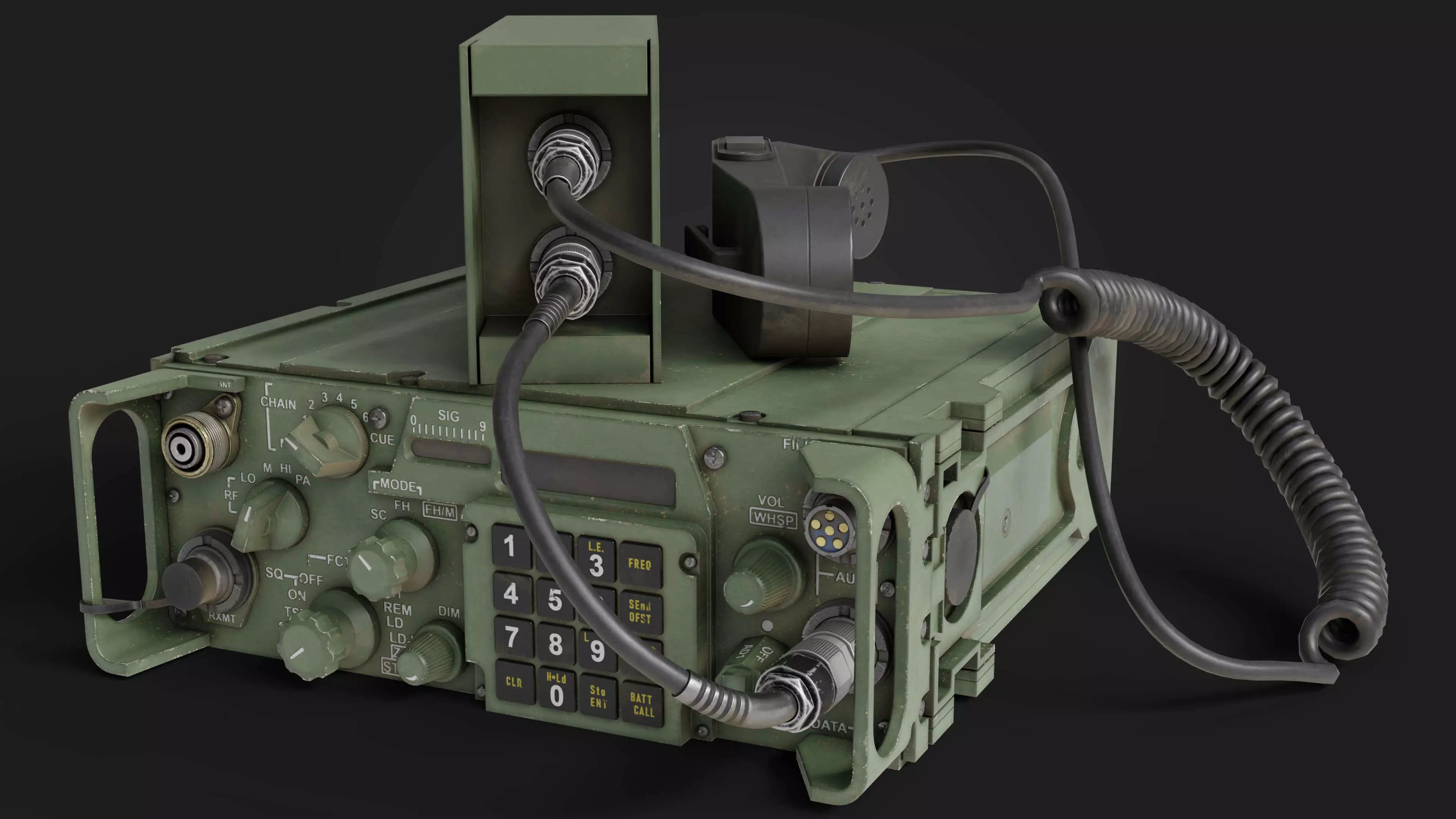 Military Radio with Audio Logger and Handheld Speaker Low-poly 3D model_0
