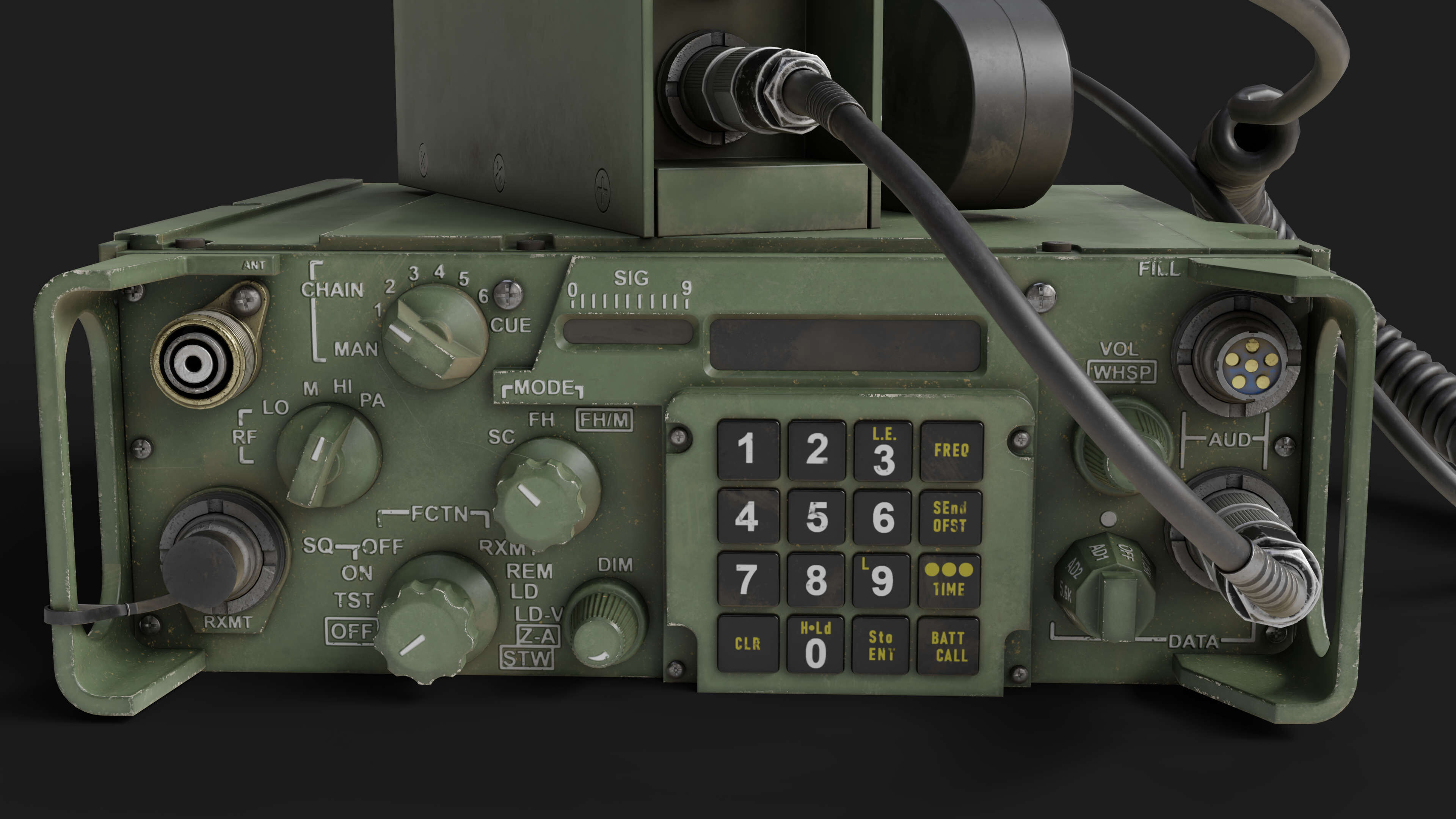 Military Radio with Audio Logger and Handheld Speaker Low-poly 3D model_3