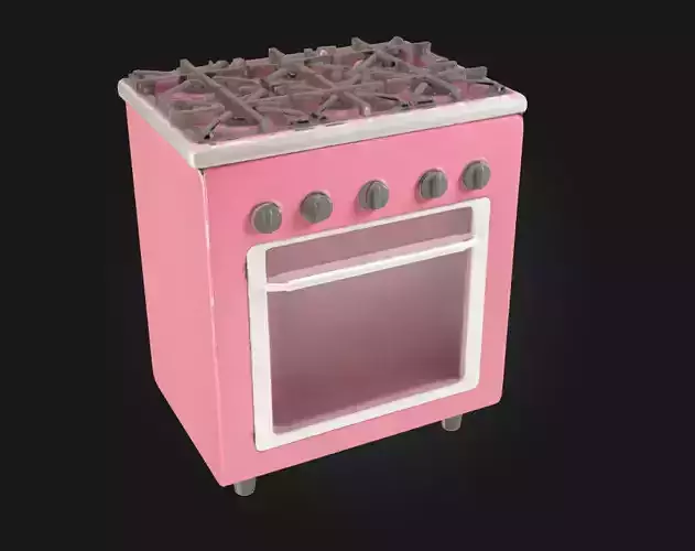 Pink Mini Stove Whimsical Warmth in a Compact Design 3D model