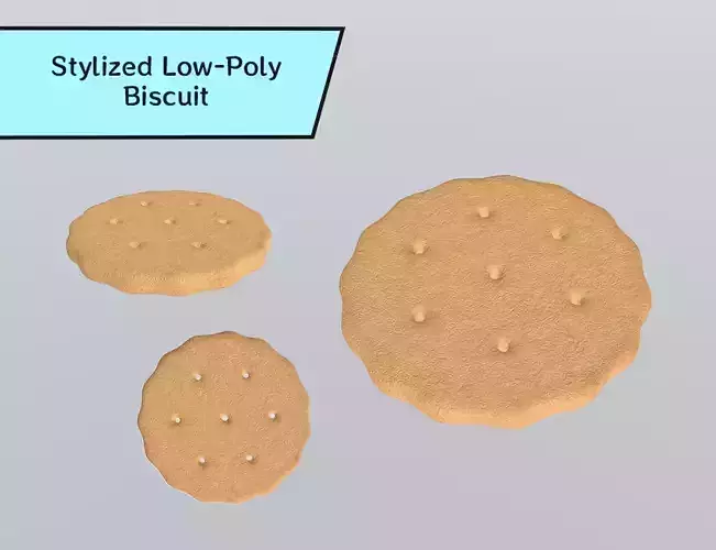 Stylized Low-Poly Biscuit Low-poly 3D model
