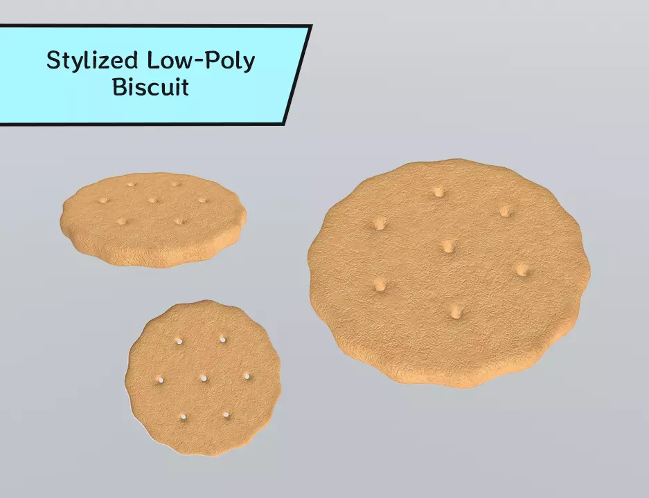 Stylized Low-Poly Biscuit Low-poly 3D model_0