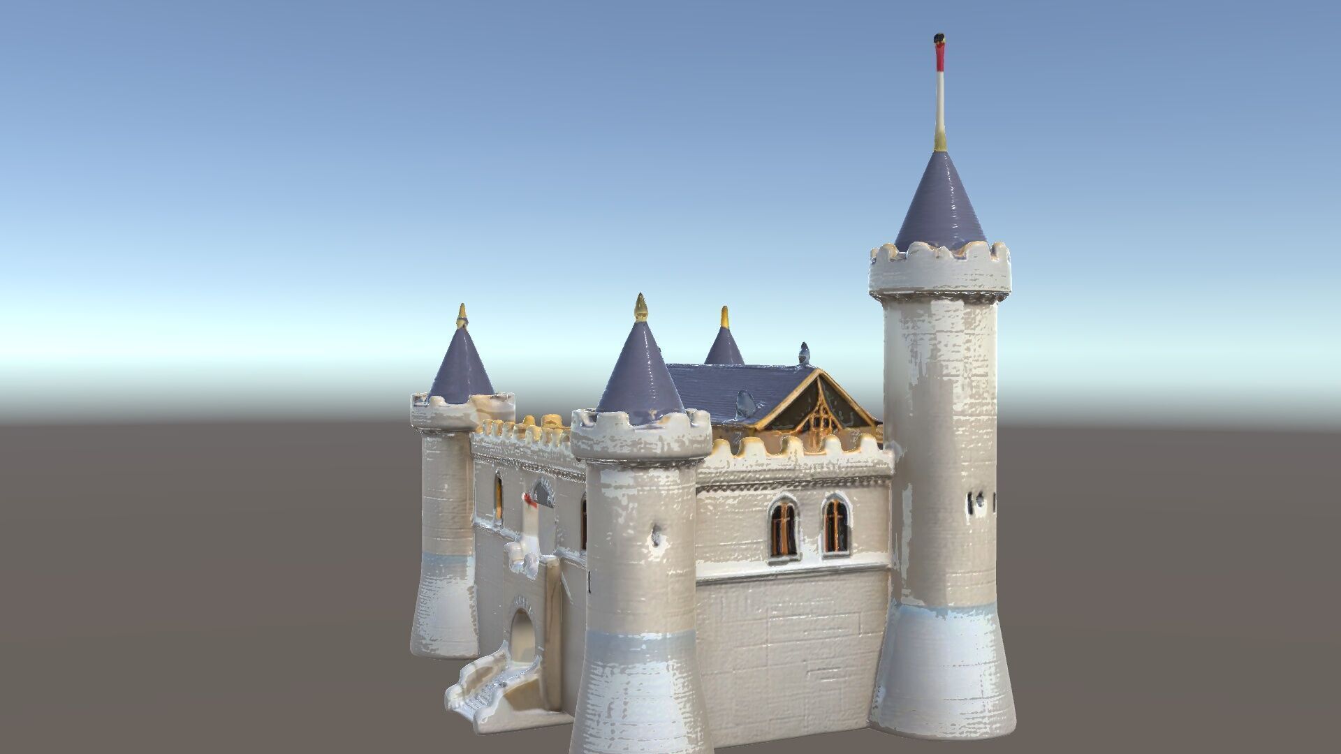 Medieval Castle Model Pack with Towers and Flags Low-poly 3D model_5