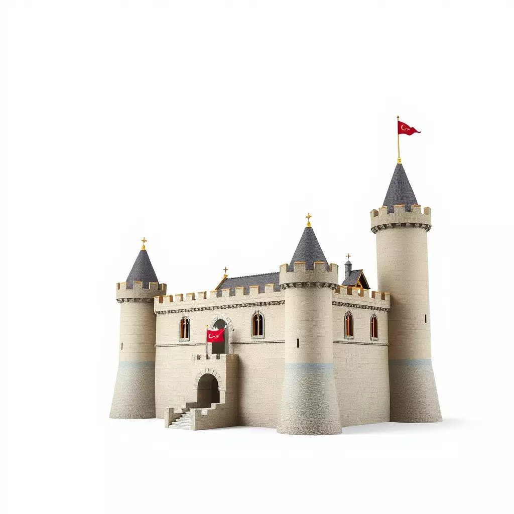Medieval Castle Model Pack with Towers and Flags Low-poly 3D model_0