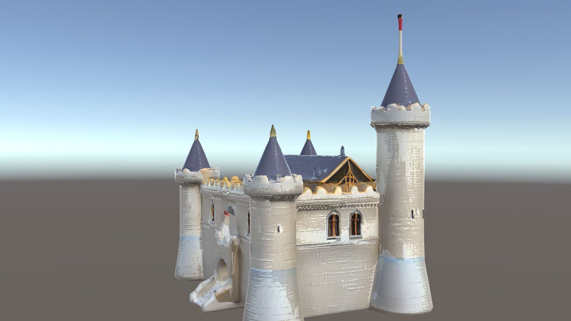 Medieval Castle Model Pack with Towers and Flags Low-poly 3D model_27