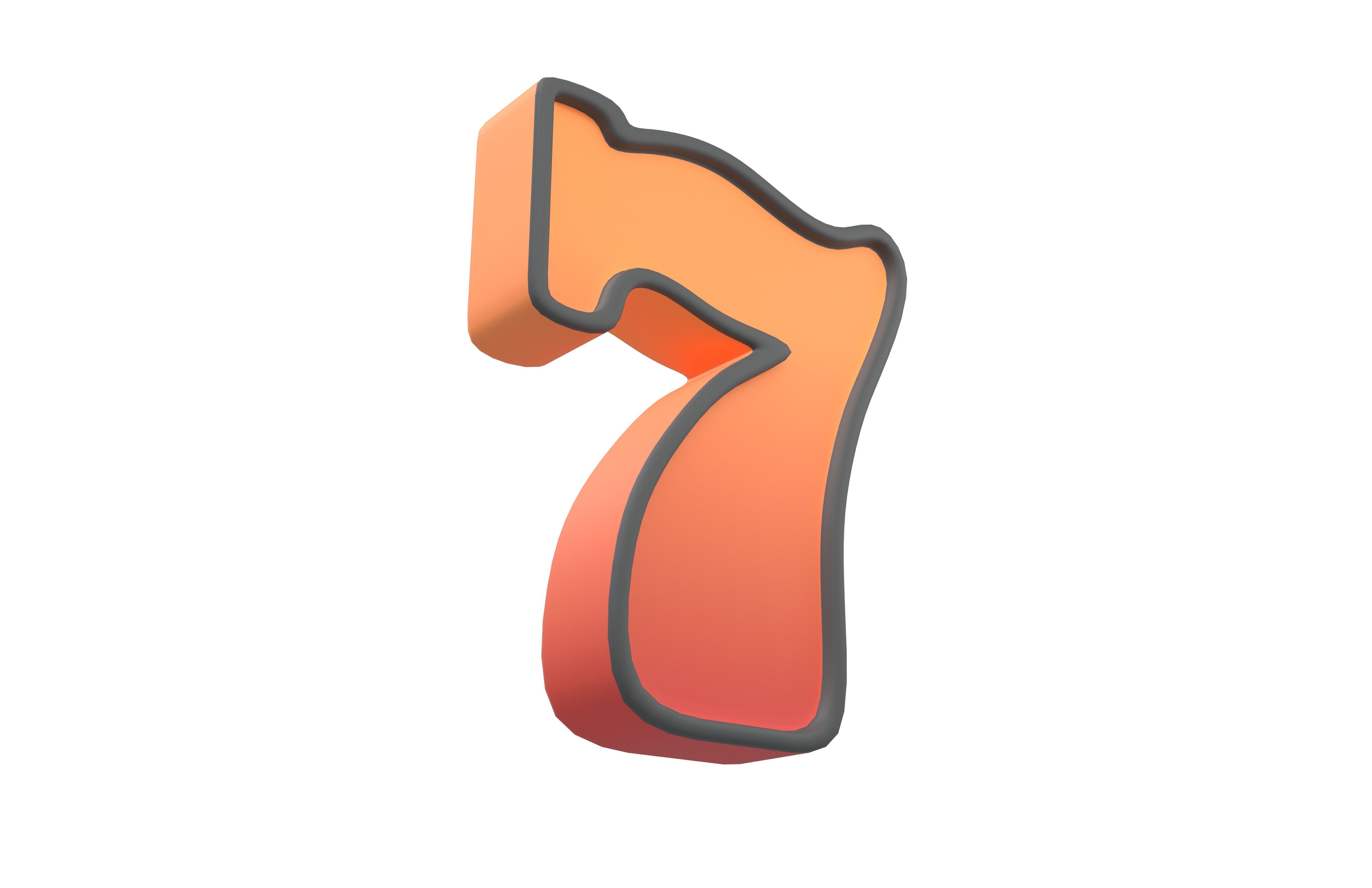 Lucky Number Seven Icon v1 002 Low-poly 3D model_2