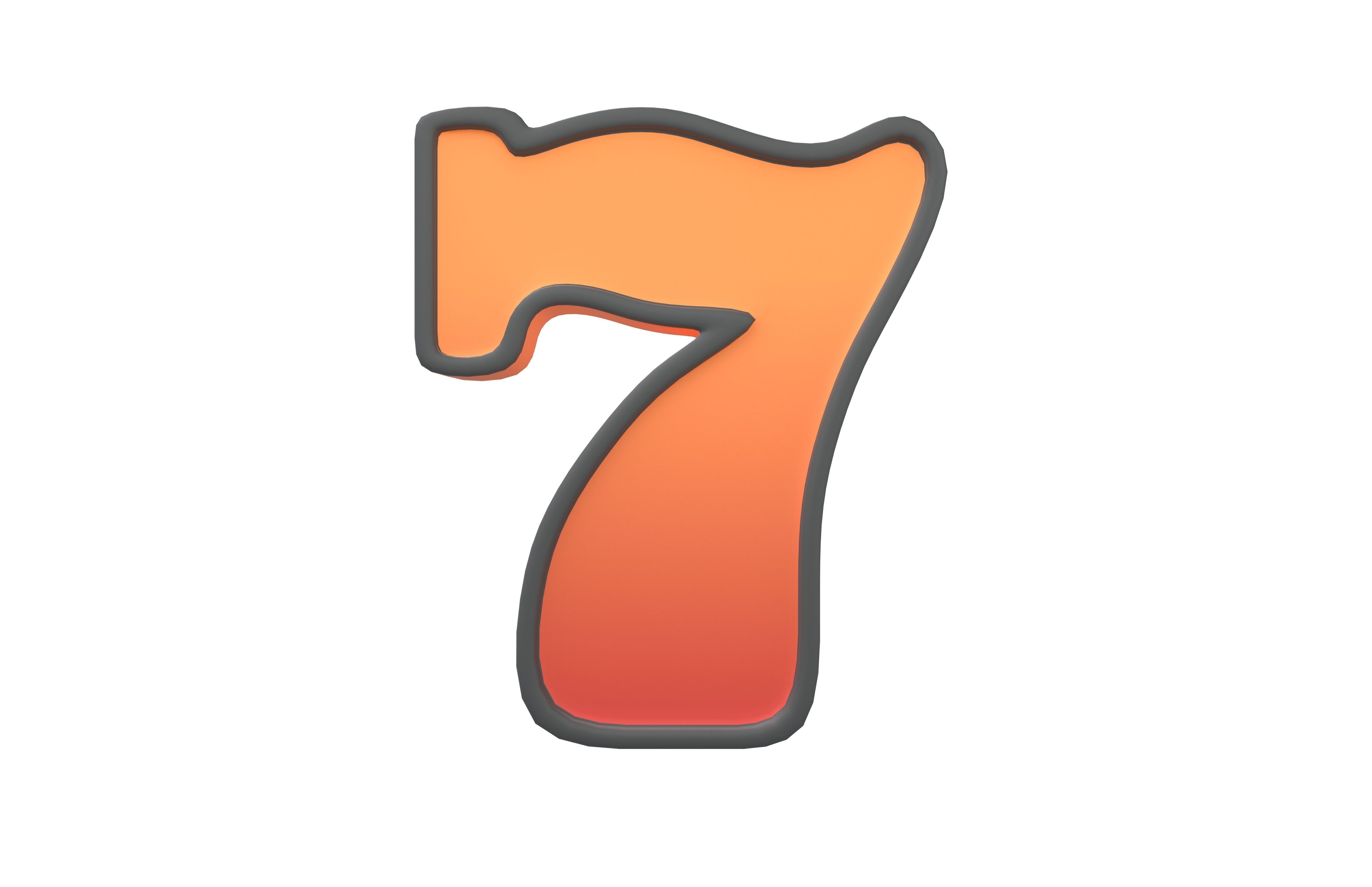 Lucky Number Seven Icon v1 002 Low-poly 3D model_3