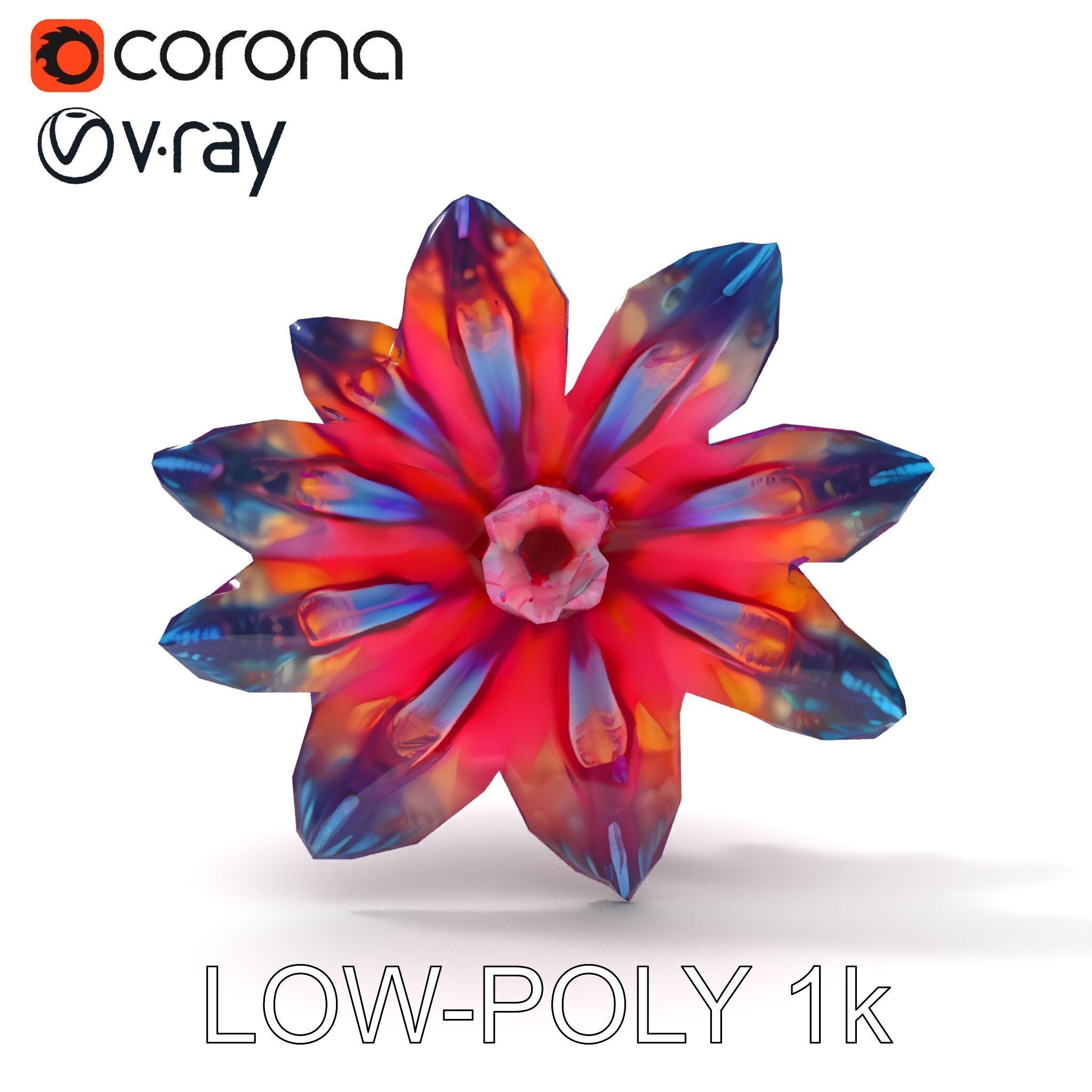 Iridescent Flower Model Pack Low-poly 3D model_12