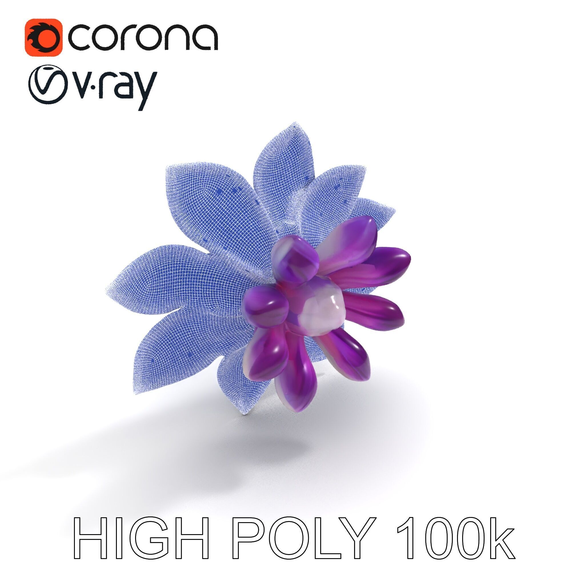 Iridescent Flower Model Pack Low-poly 3D model_29