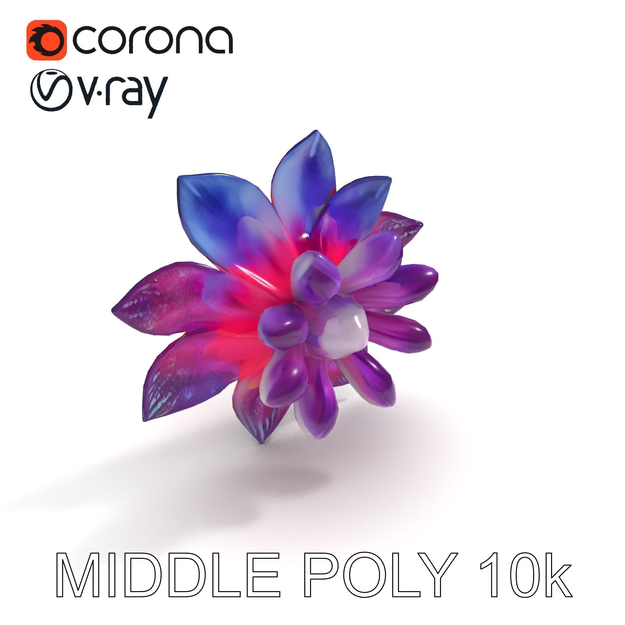 Iridescent Flower Model Pack Low-poly 3D model_27