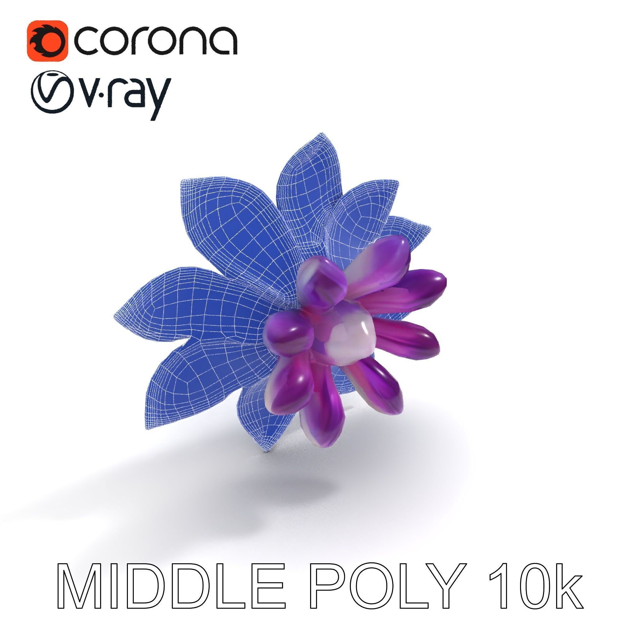 Iridescent Flower Model Pack Low-poly 3D model_6