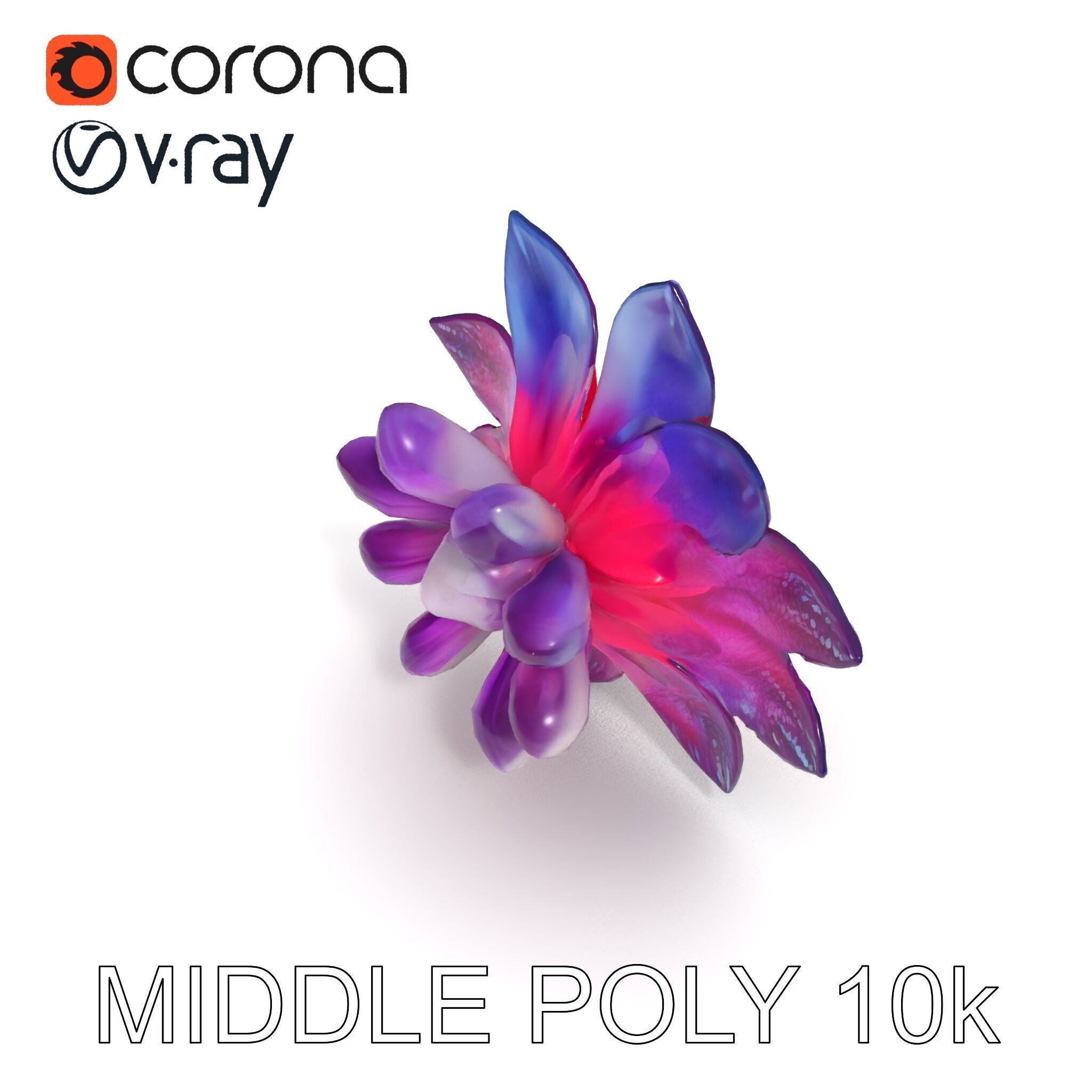 Iridescent Flower Model Pack Low-poly 3D model_30