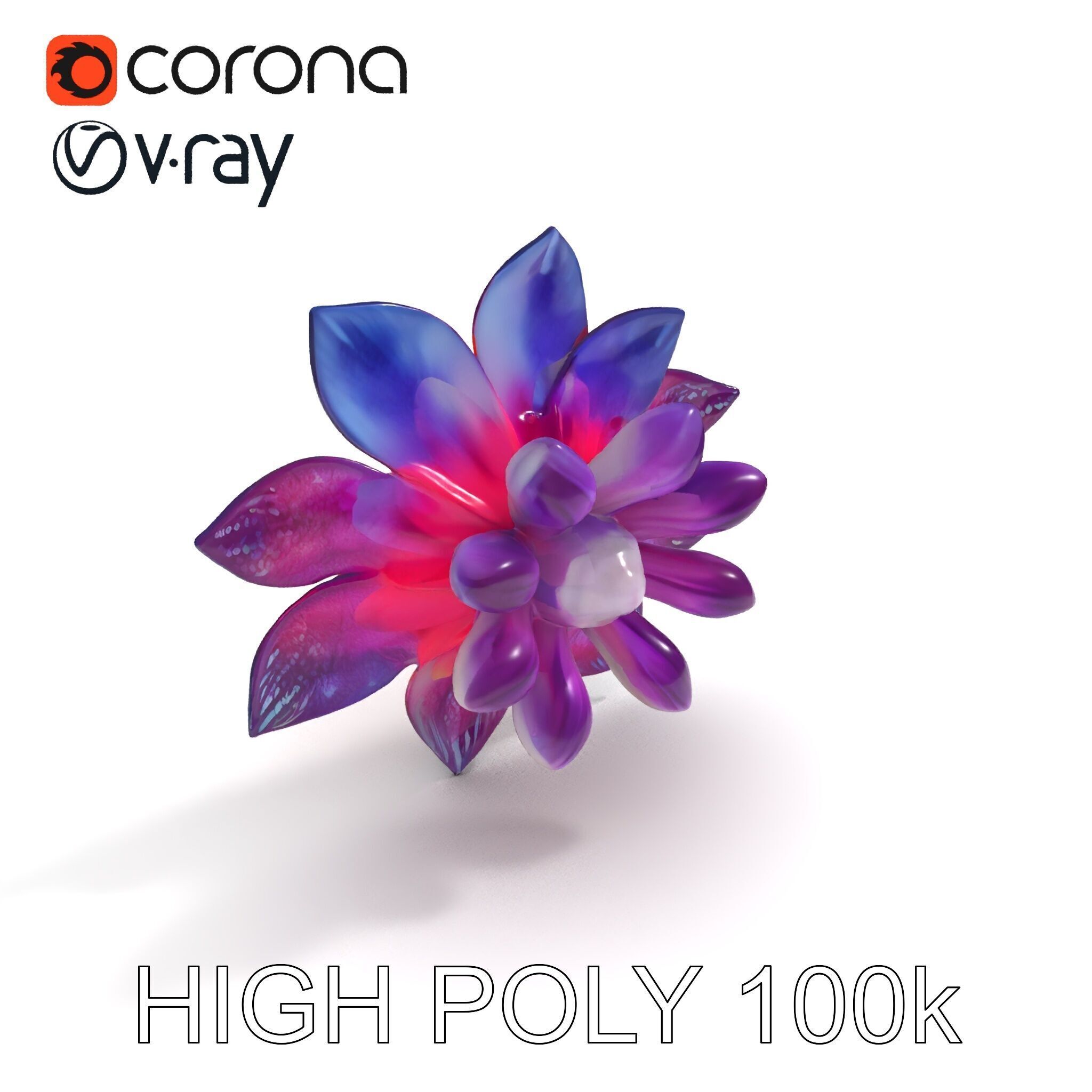 Iridescent Flower Model Pack Low-poly 3D model_21