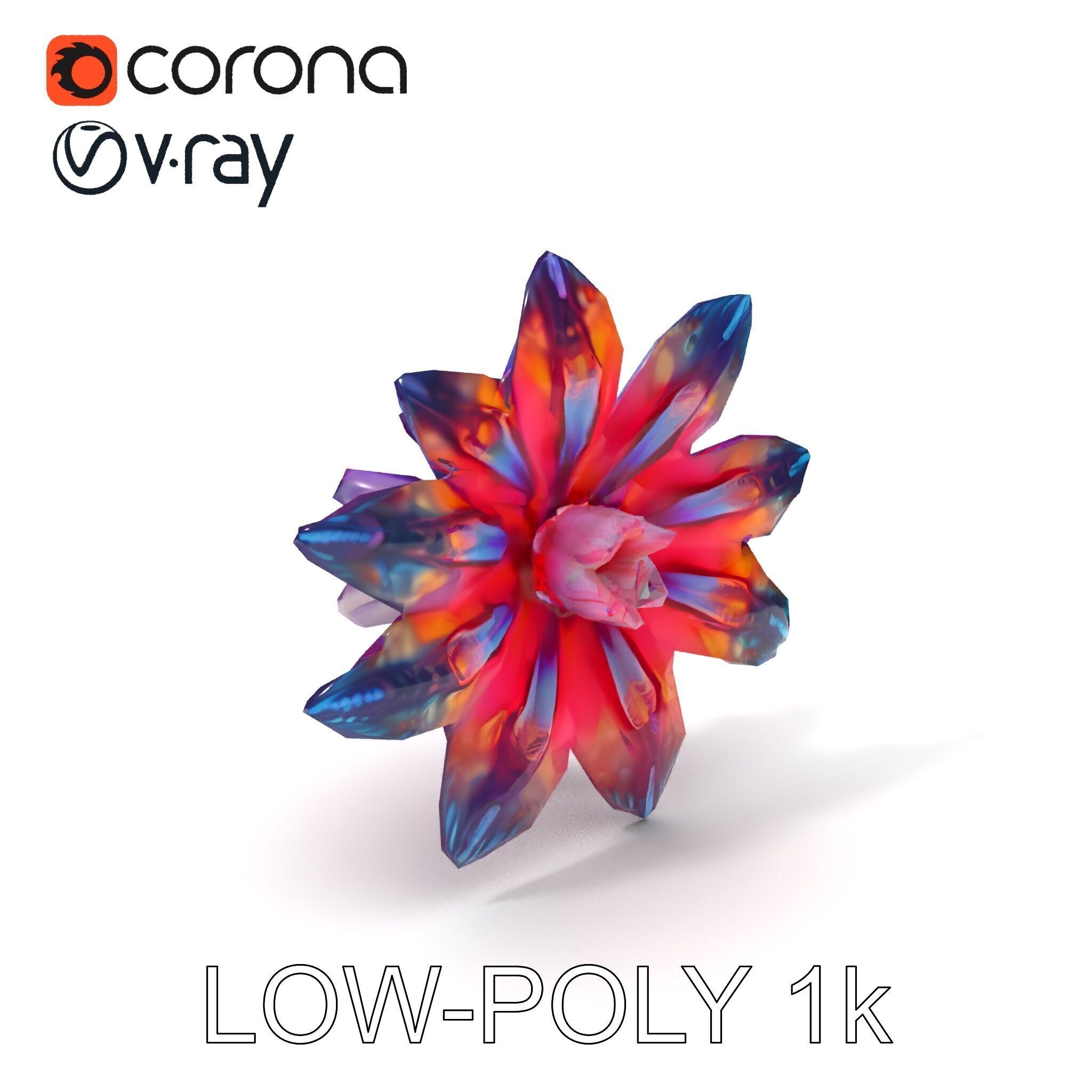 Iridescent Flower Model Pack Low-poly 3D model_34