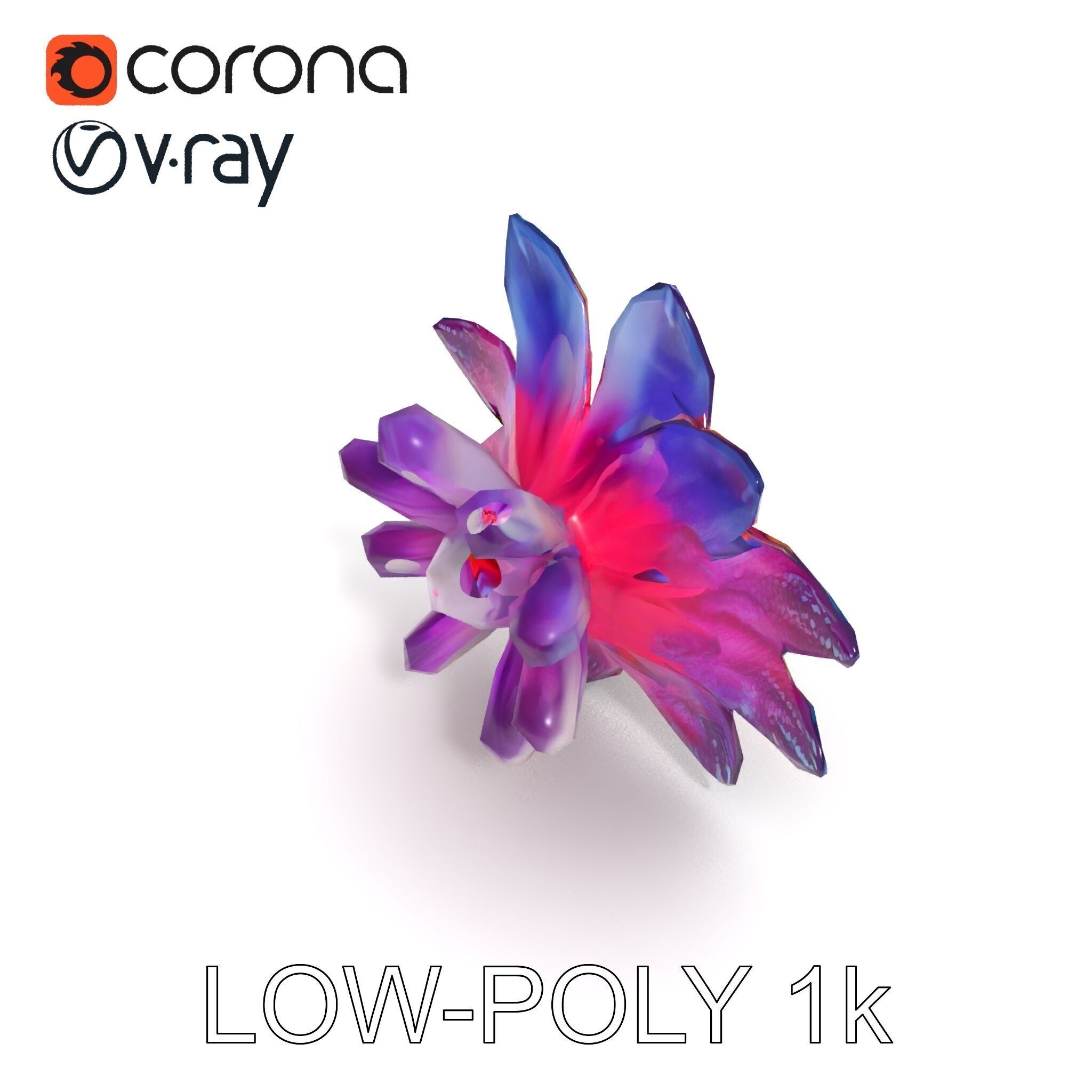 Iridescent Flower Model Pack Low-poly 3D model_23