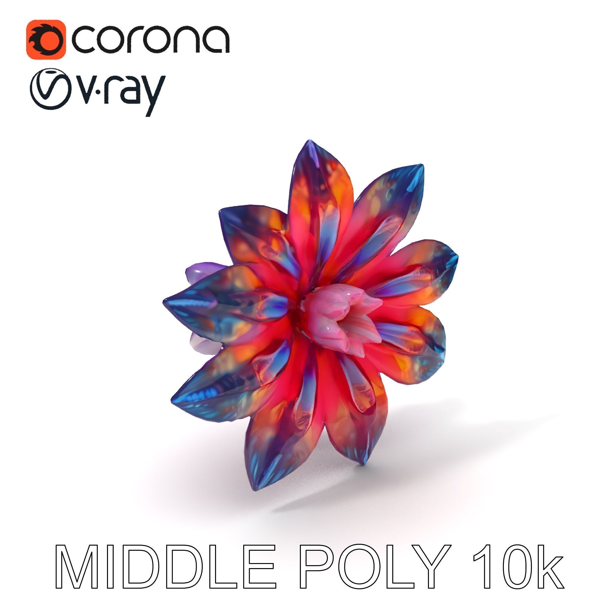 Iridescent Flower Model Pack Low-poly 3D model_16