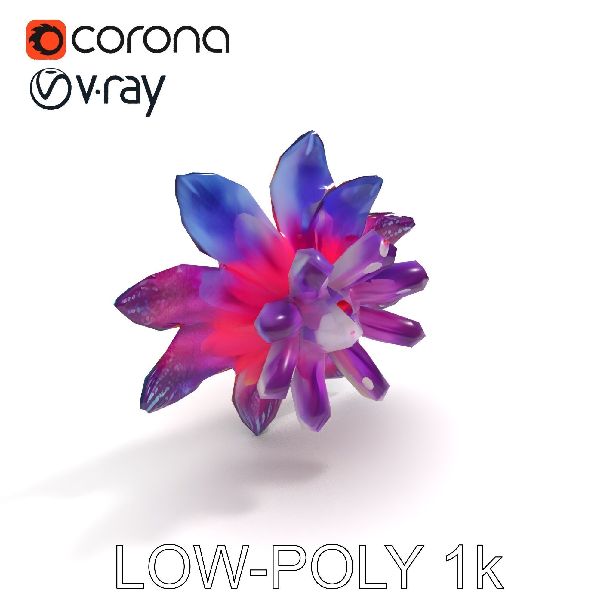 Iridescent Flower Model Pack Low-poly 3D model_20