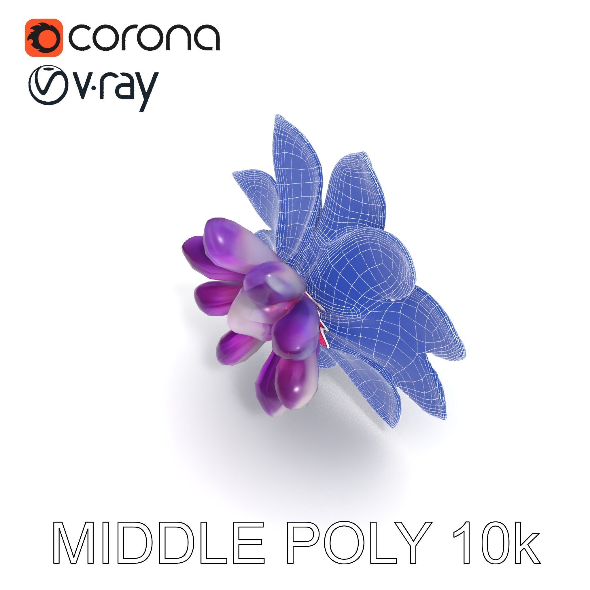 Iridescent Flower Model Pack Low-poly 3D model_14