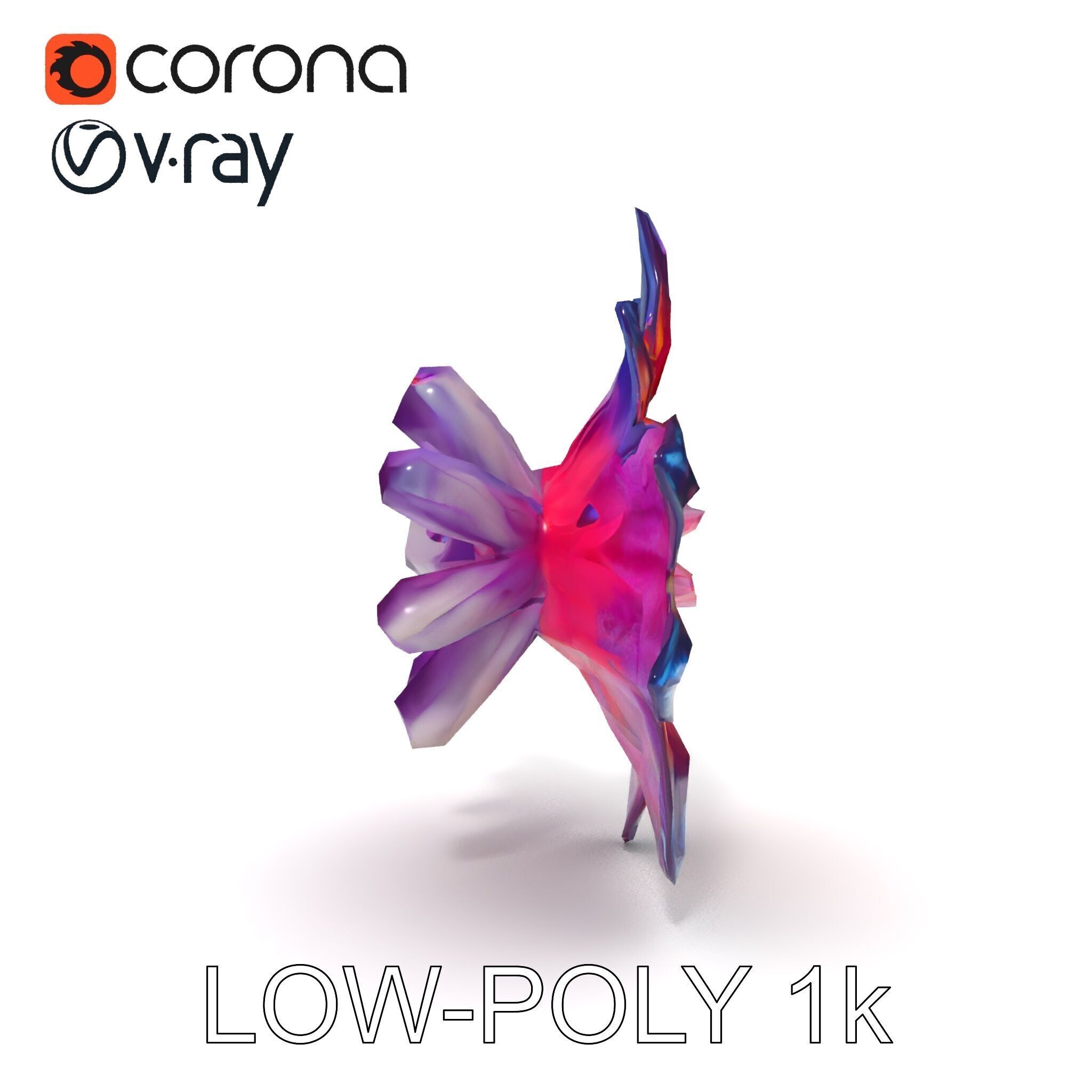 Iridescent Flower Model Pack Low-poly 3D model_31