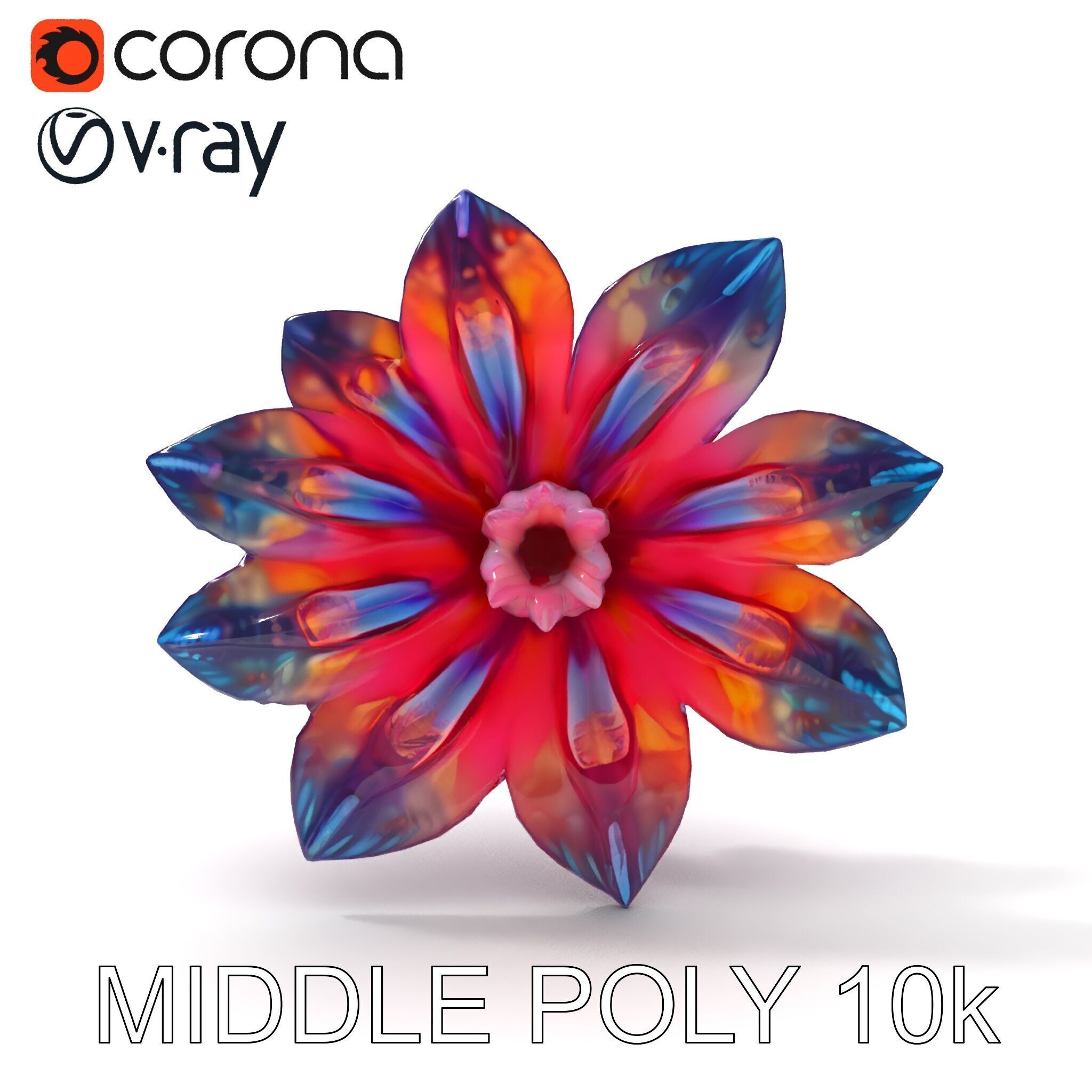 Iridescent Flower Model Pack Low-poly 3D model_11
