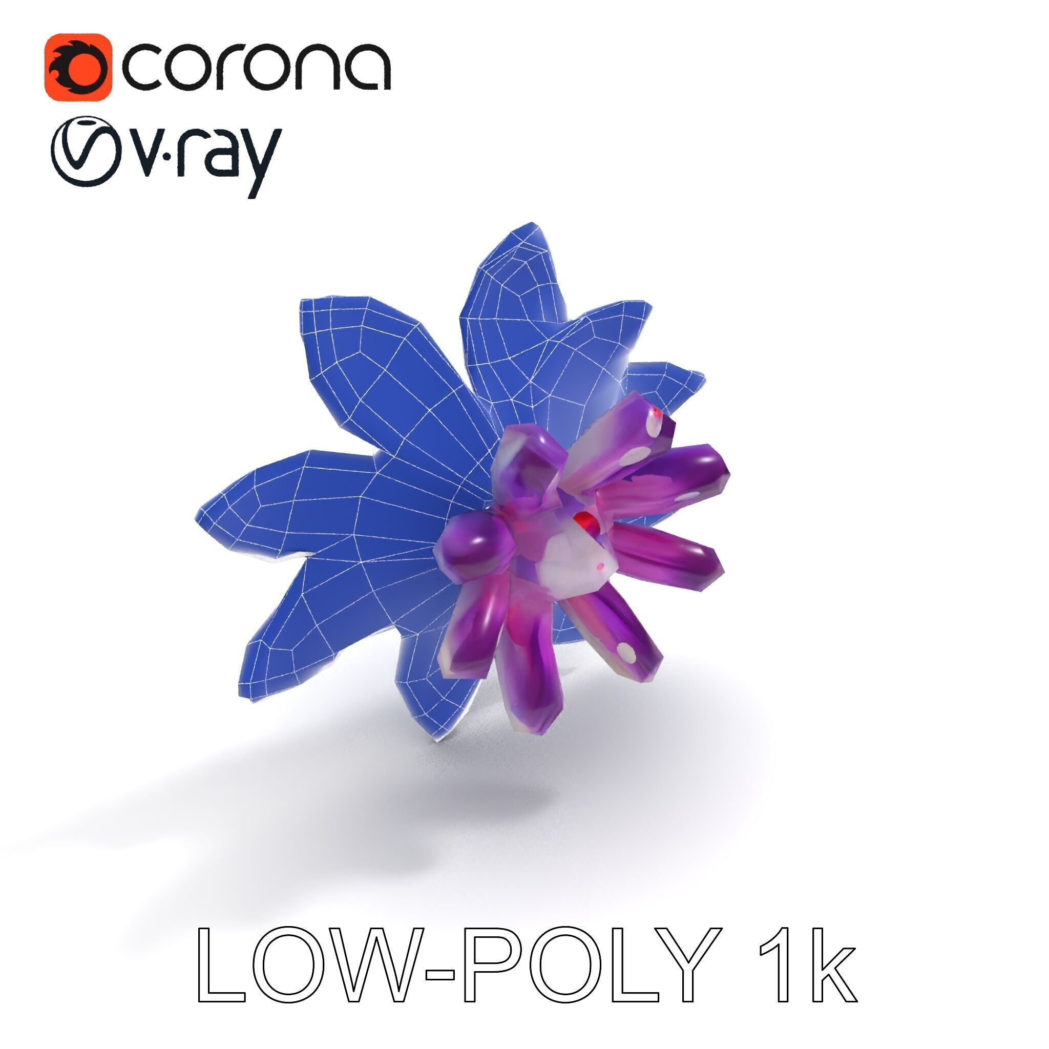 Iridescent Flower Model Pack Low-poly 3D model_28