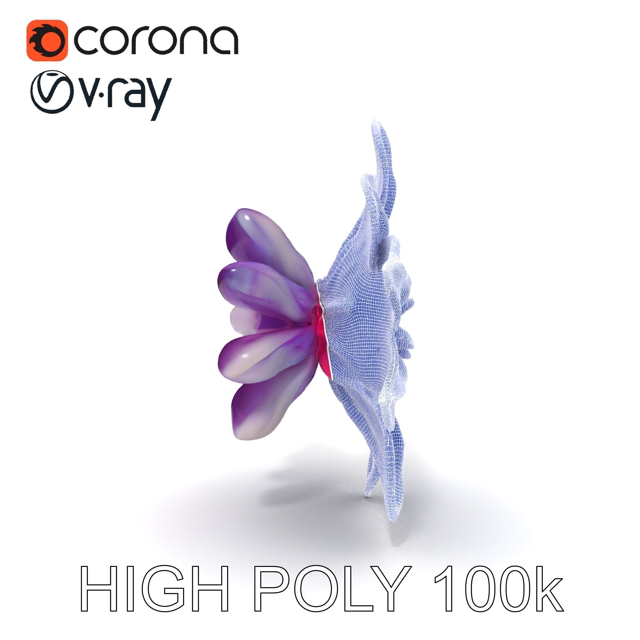 Iridescent Flower Model Pack Low-poly 3D model_8