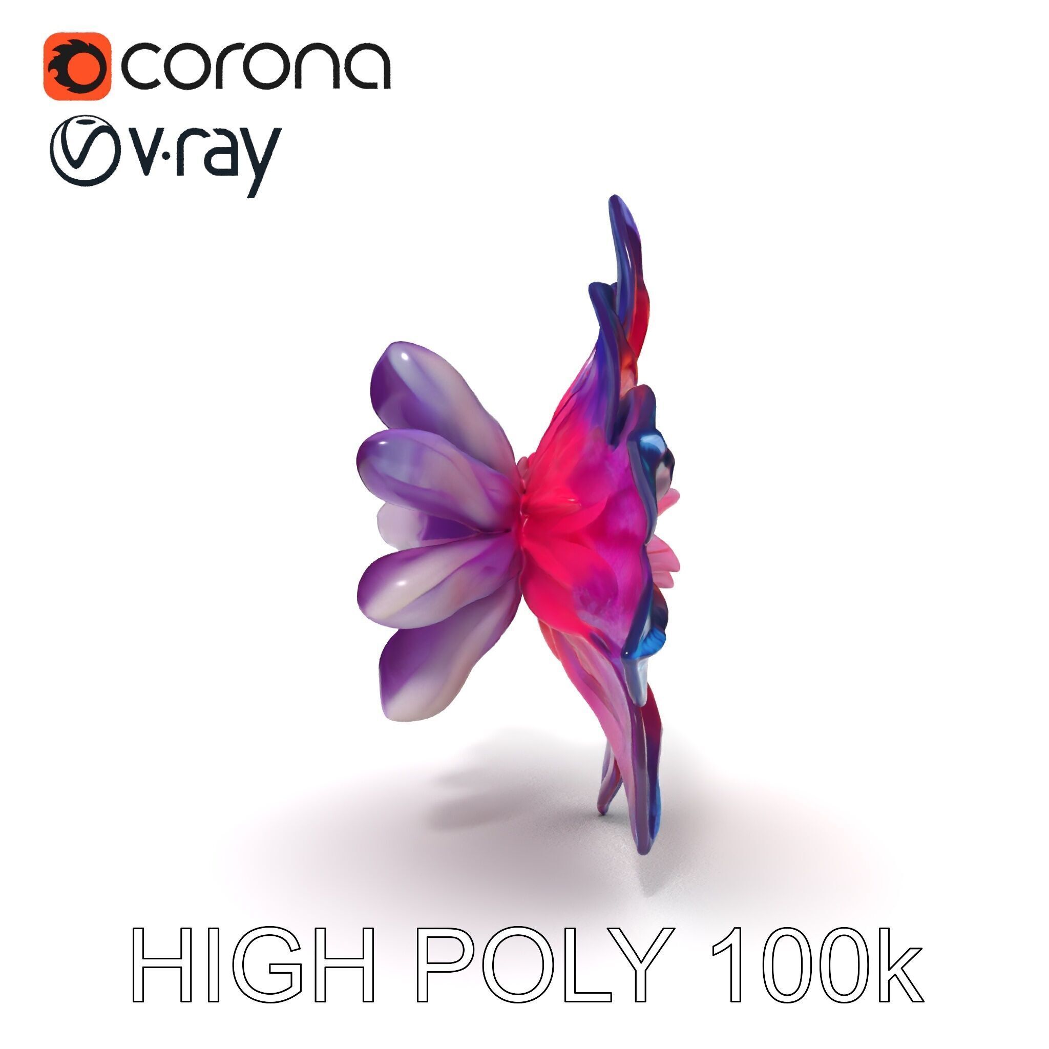 Iridescent Flower Model Pack Low-poly 3D model_18
